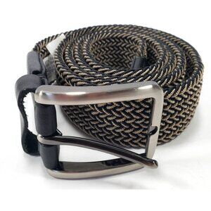 Tommy Bahama Belt Men's Sz Large/XLarge Braided Stretch & Leather Silver Buckle